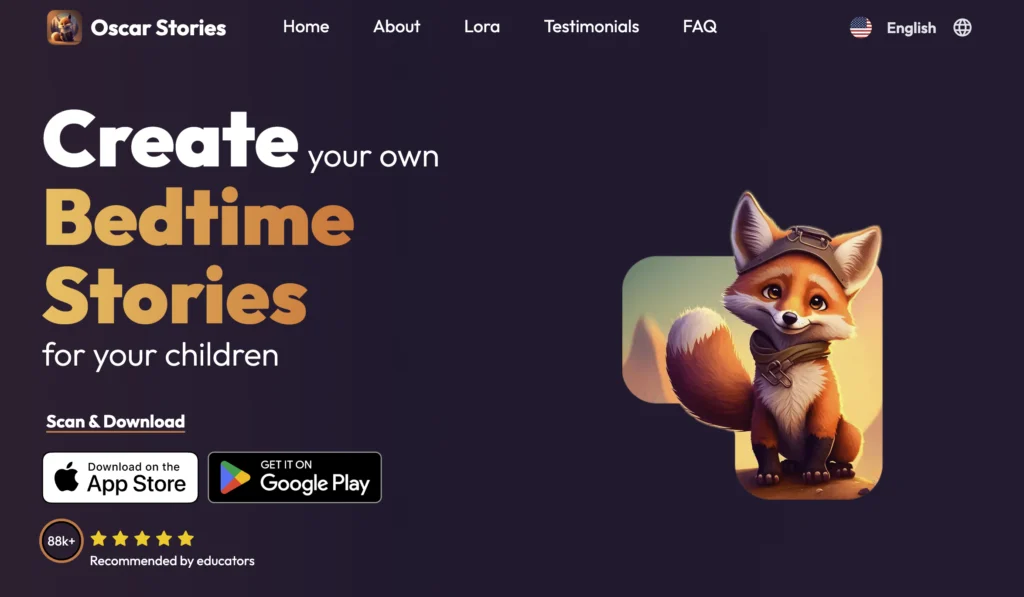 Oscar Stories – personalized AI-generated bedtime story app for kids.