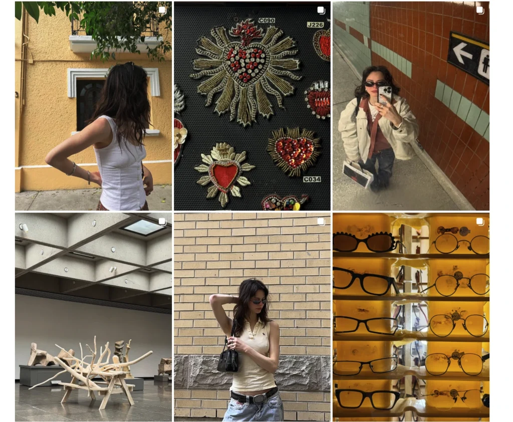 Kate Brock’s curated Instagram photo grid featuring outfits and lifestyle moments