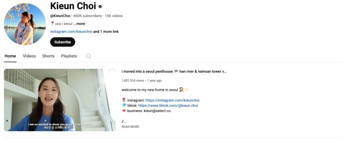 KOL Kieun Choi's YouTube Channel Homepage